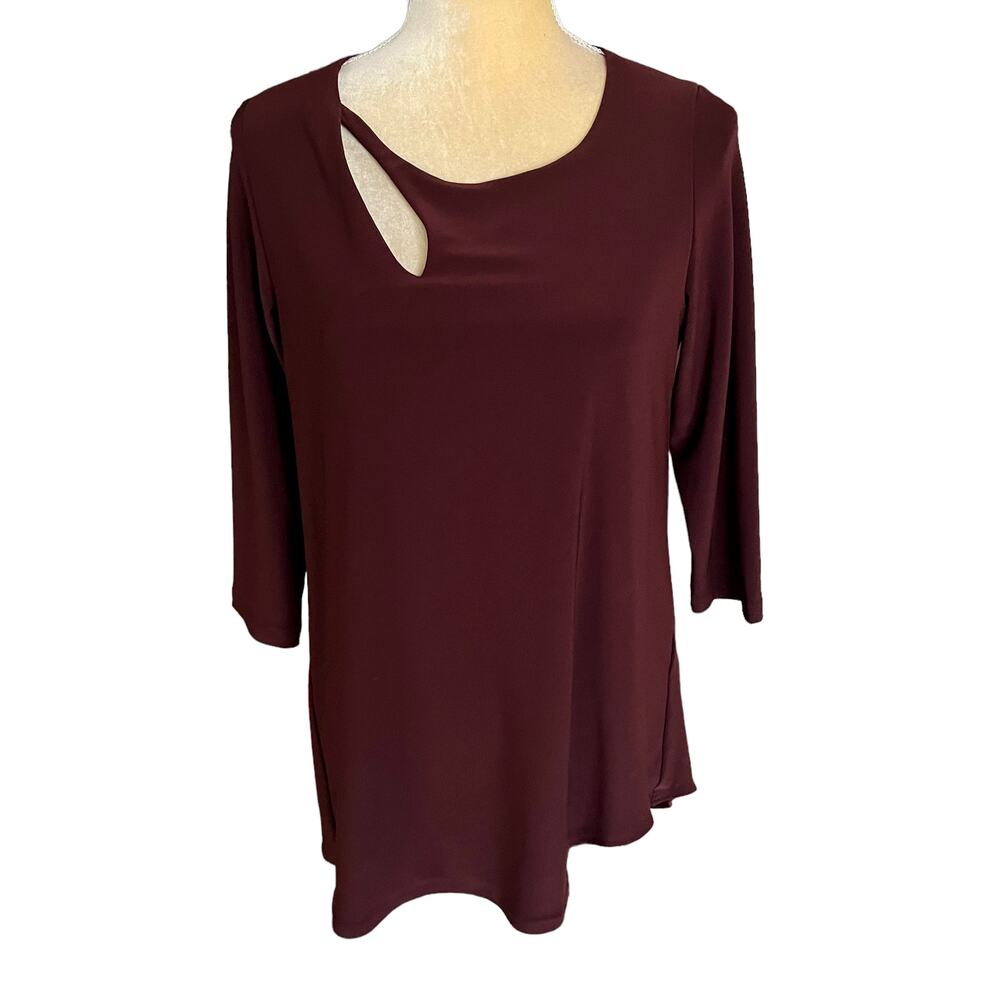 Sympli Maroon Tunic Top Blouse Cut Out Detail Size 10